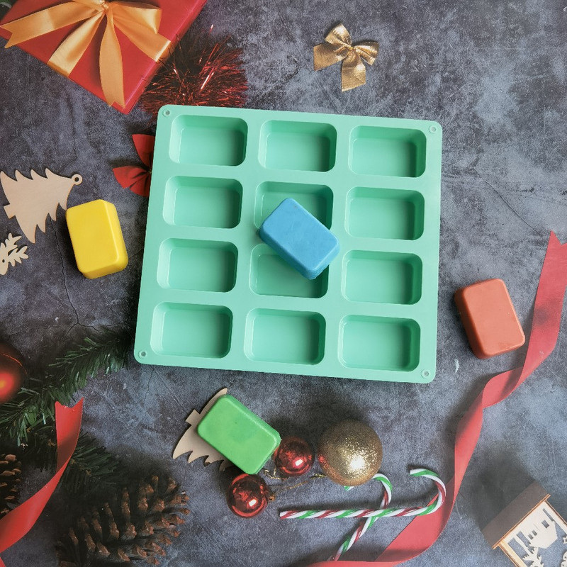 12 üreges szilikon forma szappankészítéshez Sima szappanforma, téglalap, barkácsolás, kézzel készített szappanforma tálcás forma