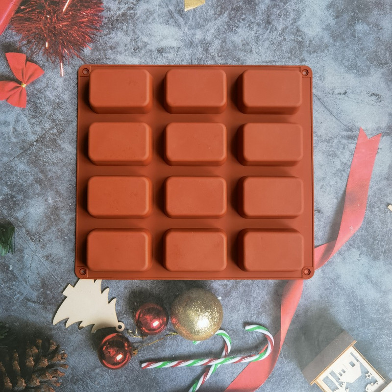 12 üreges szilikon forma szappankészítéshez Sima szappanforma, téglalap, barkácsolás, kézzel készített szappanforma tálcás forma