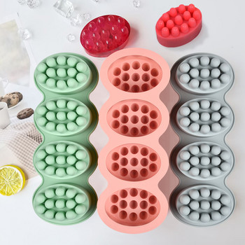4-клетъчни 3D овални силиконови форми за сапун Масажна терапевтична лента Инструменти за правене на форми Направи си сам Ръчно изработени сапуни Смола Занаяти