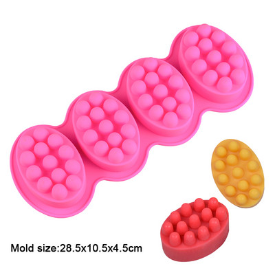 4 cellás 3D ovális alakú szilikon szappan formák Masszázs terápiás rúd formakészítő eszközök barkács kézzel készített szappanok gyanta kézművesség