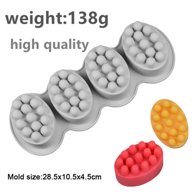 4 cellás 3D ovális alakú szilikon szappan formák Masszázs terápiás rúd formakészítő eszközök barkács kézzel készített szappanok gyanta kézművesség