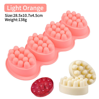 4 cellás 3D ovális alakú szilikon szappan formák Masszázs terápiás rúd formakészítő eszközök barkács kézzel készített szappanok gyanta kézművesség