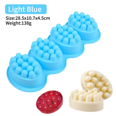 4 cellás 3D ovális alakú szilikon szappan formák Masszázs terápiás rúd formakészítő eszközök barkács kézzel készített szappanok gyanta kézművesség