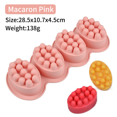 4 cellás 3D ovális alakú szilikon szappan formák Masszázs terápiás rúd formakészítő eszközök barkács kézzel készített szappanok gyanta kézművesség