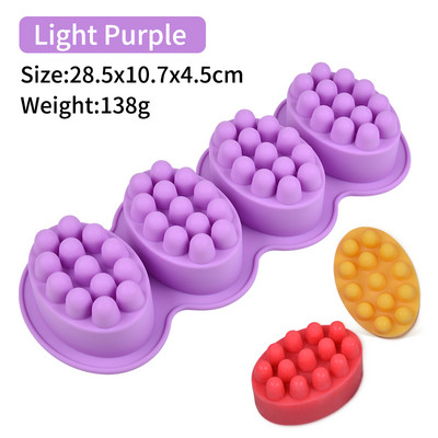 4 cellás 3D ovális alakú szilikon szappan formák Masszázs terápiás rúd formakészítő eszközök barkács kézzel készített szappanok gyanta kézművesség