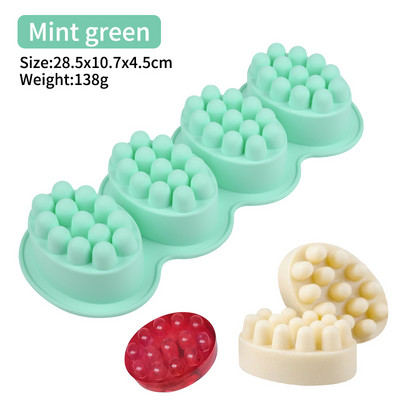 4 cellás 3D ovális alakú szilikon szappan formák Masszázs terápiás rúd formakészítő eszközök barkács kézzel készített szappanok gyanta kézművesség