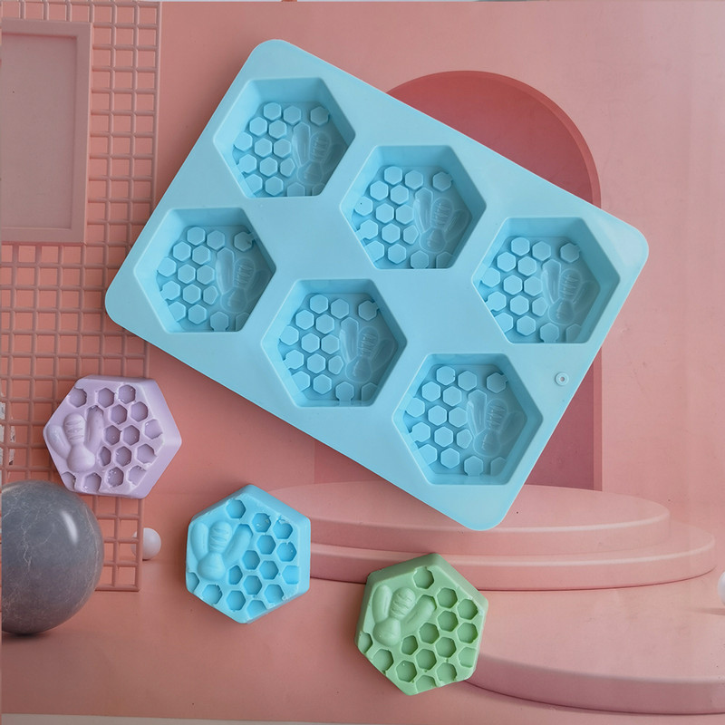 Szilikon forma kézzel készített szappan 6 részes méh alakú szilikon forma kézzel készített szappan forma házilag méhsejt barkács torta forma szappan formák