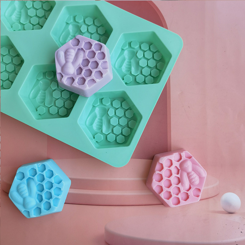 Szilikon forma kézzel készített szappan 6 részes méh alakú szilikon forma kézzel készített szappan forma házilag méhsejt barkács torta forma szappan formák