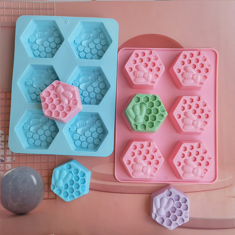 Szilikon forma kézzel készített szappan 6 részes méh alakú szilikon forma kézzel készített szappan forma házilag méhsejt barkács torta forma szappan formák