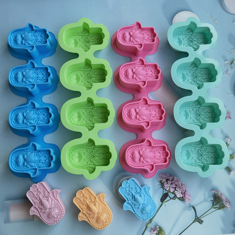 Új minta Lotus Bergamot Flower Kézzel készített szappan szilikon forma DIY Hand of Fatima tortaforma gyertya kristály epoxi forma torta eszköz