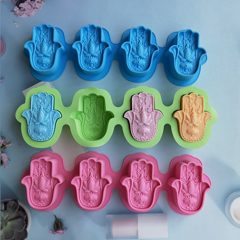 Új minta Lotus Bergamot Flower Kézzel készített szappan szilikon forma DIY Hand of Fatima tortaforma gyertya kristály epoxi forma torta eszköz