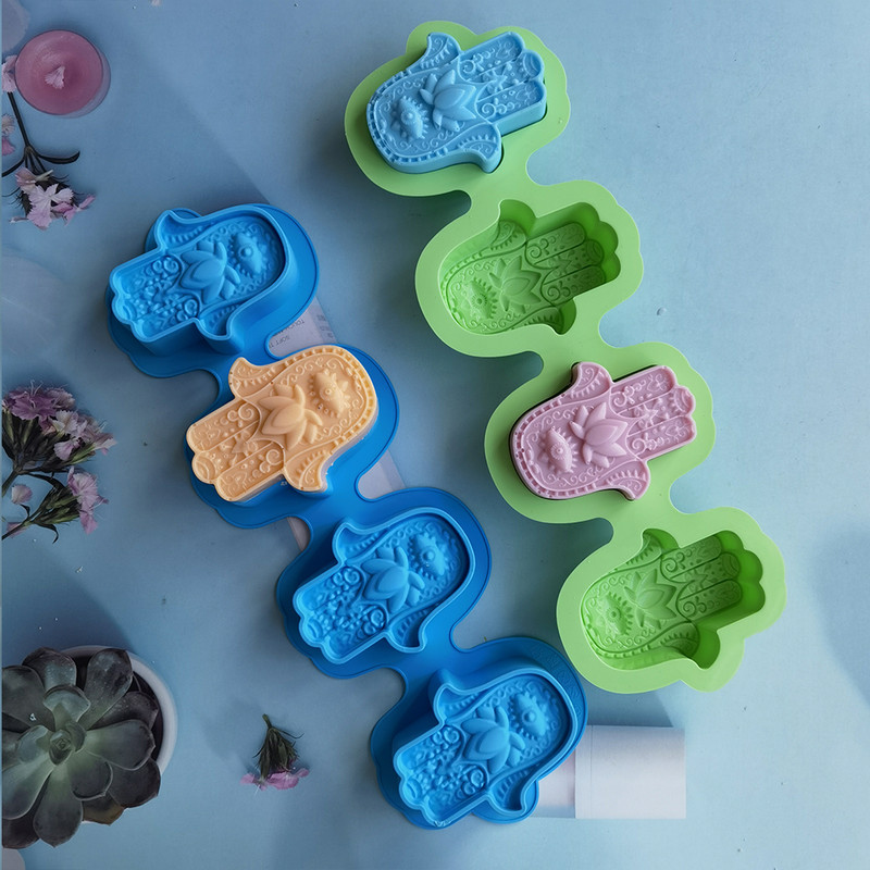 Új minta Lotus Bergamot Flower Kézzel készített szappan szilikon forma DIY Hand of Fatima tortaforma gyertya kristály epoxi forma torta eszköz