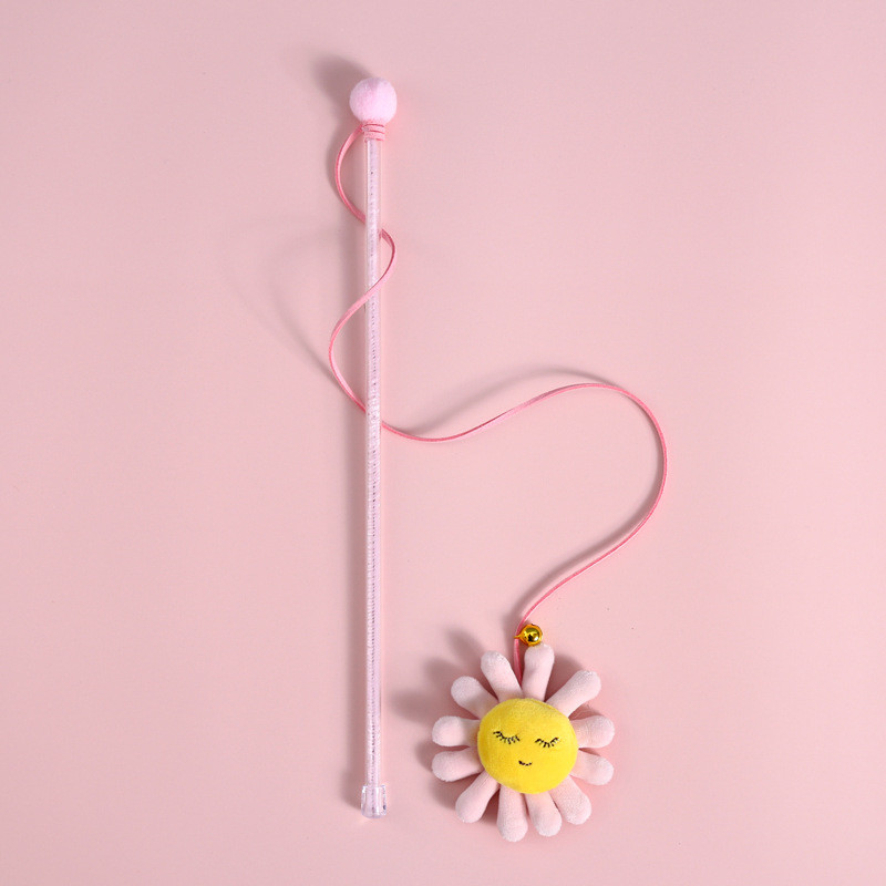 Animacinis kačių pliušinis varpelis erzinti katės lazdelę vienaragis saulėgrąžos pupelių daigas augintiniui interaktyvus garsinis žaislas