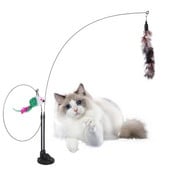 Macska ugrató pálca, kétfejű macskatoll rúd játék rögzített csattal és tapadókoronggal Vicces cicajátékok Macska horgászbot játék