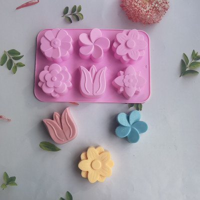 6 găuri, lalele, flori, săpun, mucegai DIY, săpun lucrat manual, din silicon, pentru fabricarea săpunului, instrumente pentru fondant, pentru prăjituri, pentru prepararea de săpun.