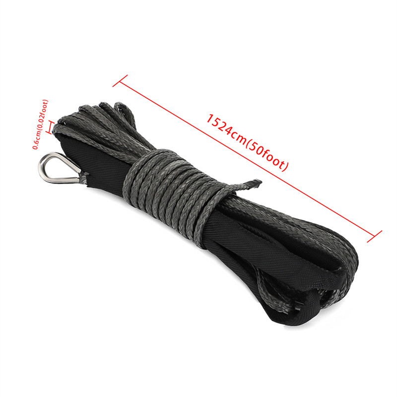 1/4``, 50 láb 10000LBS szintetikus csörlő kötél vezeték Jeep Off Road 4WD ATV SUV UTV / SXS teherautó hajó szintetikus csörlő helyreállító kábel