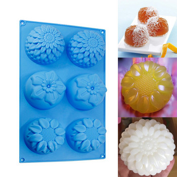 6 кухини във формата на цвете Силикон Направи си сам ръчно изработена сапунена свещ Форма за торта Консумативи 6 дупки Занаяти Ръчно изработена форма за сапун