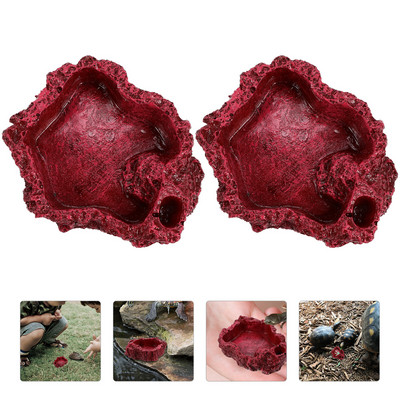 Állati tányér hüllő táplálék edények gyantás edény terráriumi etető díszíti teknősvíz