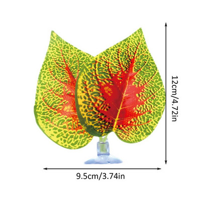 Žuvų rezervuaro lapų dekoras 2 vnt. dirbtinis akvariumo augalų ornamentas su siurbtukais Žuvų buveinės imitacinis lapų namų dekoras