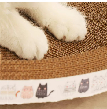 Вълнообразна драскалка за котки Котешки стъргала Кръгли овални шлифоващи нокти Играчки за котки Устойчиво на износване котешко легло Гнездо Котешки аксесоари