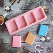 4 üreges szilikon forma szappankészítéshez 3D sima szappanforma, téglalap, barkácsolás, kézzel készített szappanforma tálca