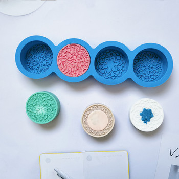 3D ръчно изработени силиконови форми за сапун 4 вида цветя Инструменти за изработване на форми за пръчки Ръчно изработени DIY сапуни с кръгла форма Смола Craft