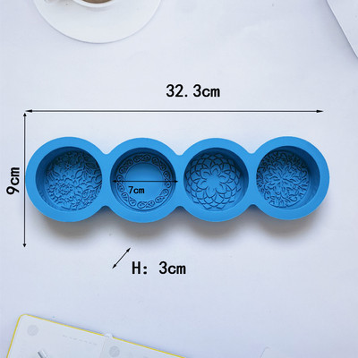 3D, kézzel készített szilikon szappanformák 4 virágtípusú rúd formakészítő szerszámok, kézzel készített barkács, kör alakú szappanok gyanta kézműves