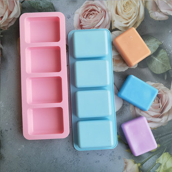 Квадратна форма за сапун с 4 кухини Силиконова форма за приготвяне на сапуни 3D Направи си сам ръчно изработена декорация Восъчна свещ Инструменти за поднос за торта