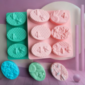 6 méh alakú szilikon szappanforma, ovális kézzel készített szilikon szappanforma, virág- és méhsejt alakú barkács tortaforma, sütőforma