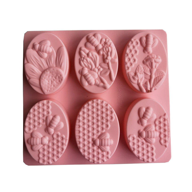 6 méh alakú szilikon szappanforma, ovális kézzel készített szilikon szappanforma, virág- és méhsejt alakú barkács tortaforma, sütőforma