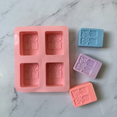 Szilikon szappan forma DIY kézzel készített kézműves 3D szappan forma szilikon fa alakú téglalap alakú 4 boldogságfa szappanforma szappankészítéshez