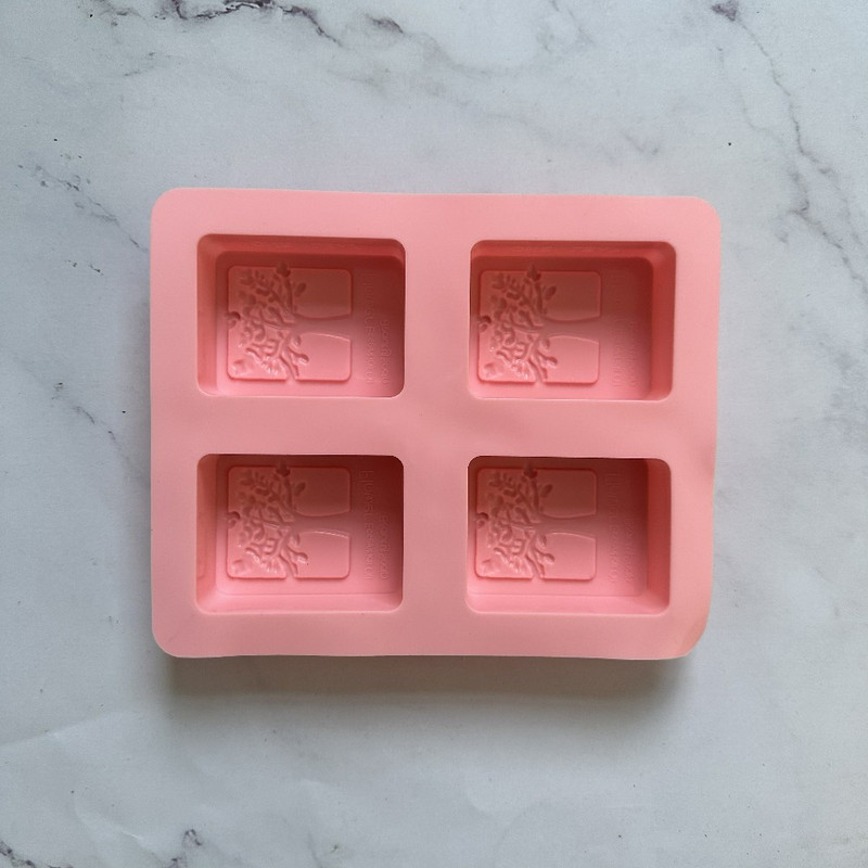 Szilikon szappan forma DIY kézzel készített kézműves 3D szappan forma szilikon fa alakú téglalap alakú 4 boldogságfa szappanforma szappankészítéshez