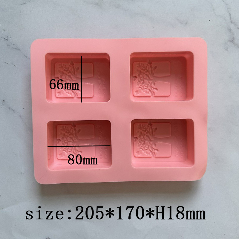 Szilikon szappan forma DIY kézzel készített kézműves 3D szappan forma szilikon fa alakú téglalap alakú 4 boldogságfa szappanforma szappankészítéshez