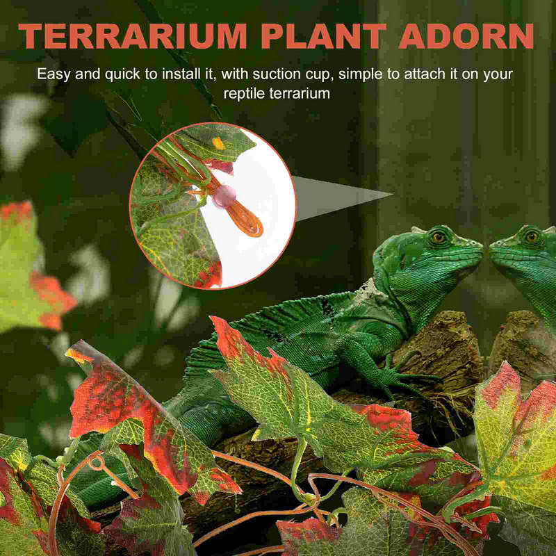 Liana terrárium tartozék utánzott szőlő dekor Gecko Tank mesterséges levelek táj