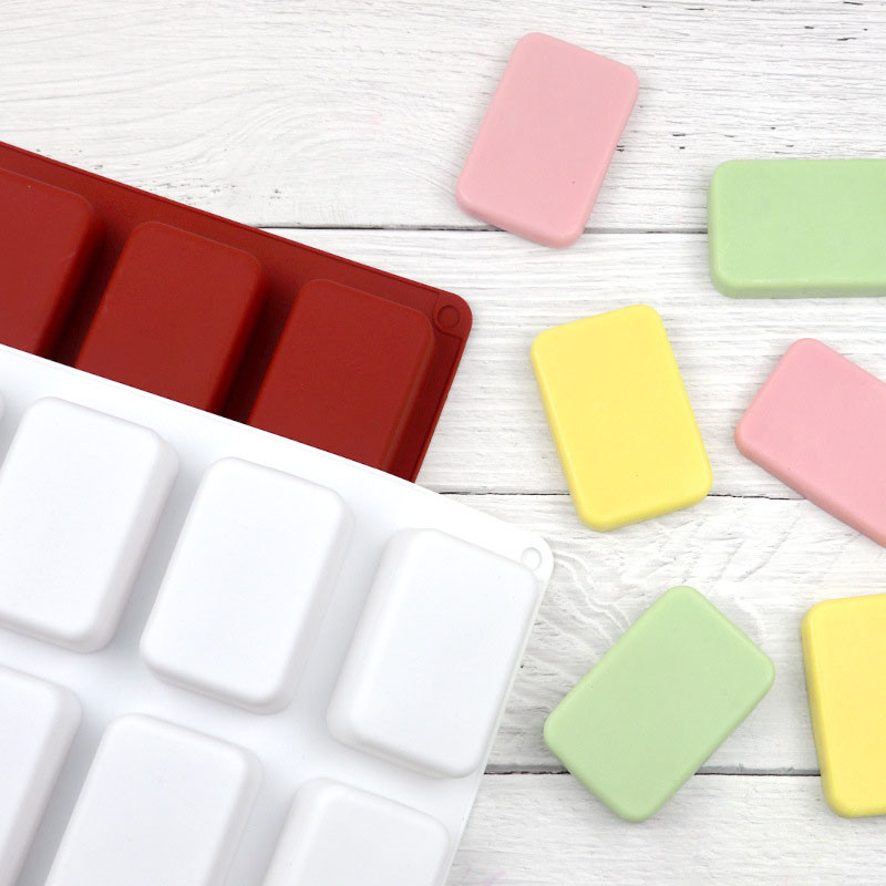 12 üreges barkácsolási kellékek szappankészítéshez 3D szilikon tortaforma téglalap alakú szilikon kézzel készített sütőforma szappan forma