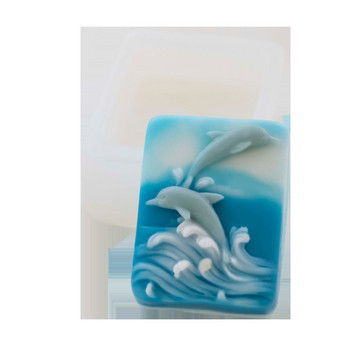 Χαριτωμένο καλούπι σιλικόνης για σαπούνι 2 Dolphin Relief for DIY Aromatherapy Κερί Γύψος Χειροτεχνίας Σαπούνι Χειροτεχνίας Δώρο Κατασκευή Καλούπι Φοντάν