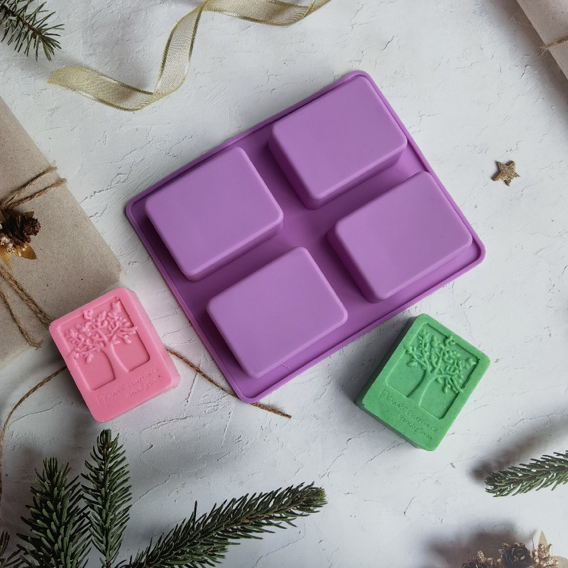 4 üreges téglalap életfa szilikon szappanforma barkácsolás kézműves tortaforma kézzel készített szilikon formák szappangyertyás sütőeszközökhöz