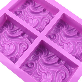 Силиконов свят 4-кухина вълнообразно цвете силиконова ръчно изработена форма за сапун Форма за торта Направи си сам ароматерапевтична гипсова форма за сапун с етерично масло