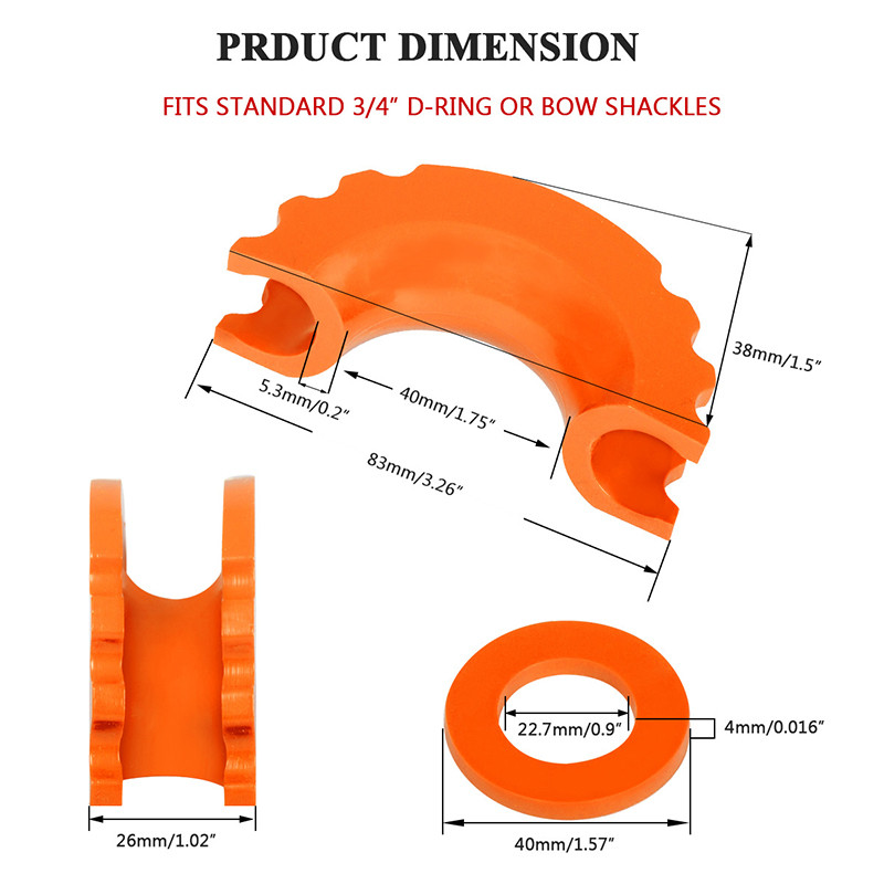 D-gyűrűs kengyelszigetelő alátétekkel 3/4 hüvelykes vontatóbilincsekhez az utánfutó gumivédő burkolatának védelmére
