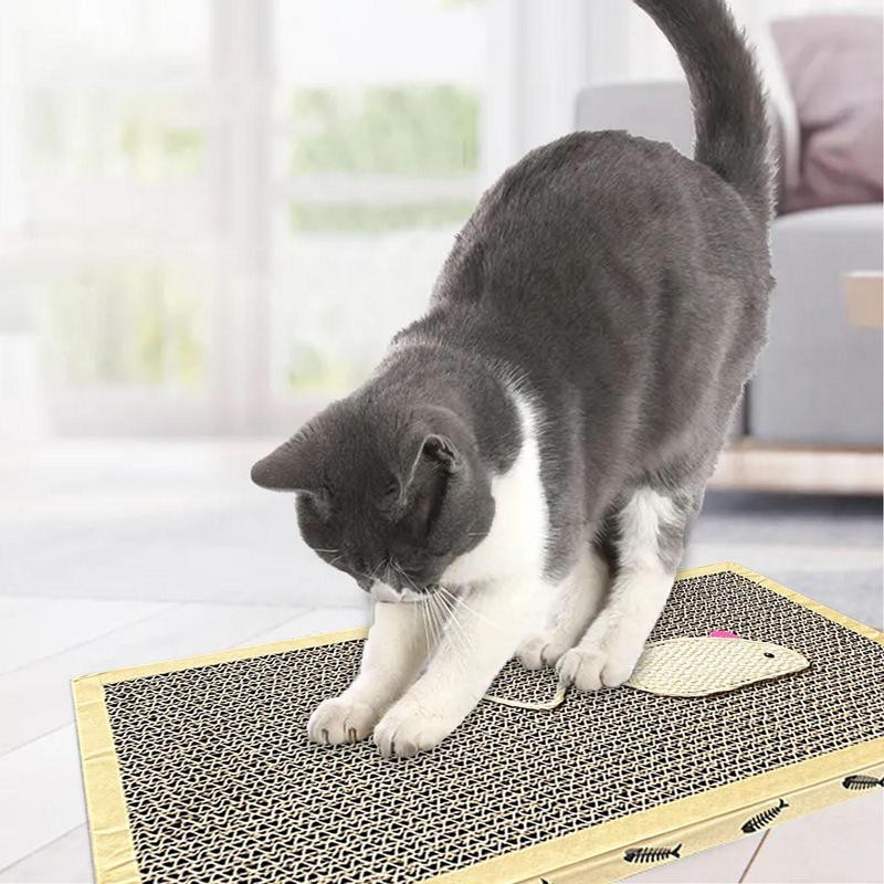 Macskakaparó pad Macskakarcoló kartonból, tartós macskakaparó lap megfordítható karcolási textúrájú kialakítással beltéri macskáknak szánt játékokhoz