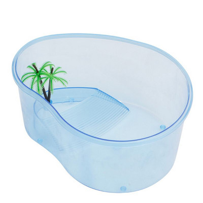 Plastikinis roplių terariumas Mažų vėžlių tankai Akvariumas Basking sala su rampa ir žaliu augalu Puiki dovana vaikams