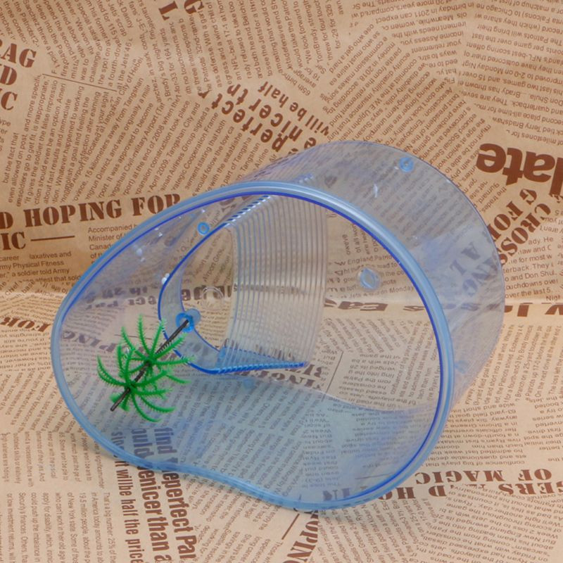 Műanyag hüllőterrárium kis teknősök tartályai Akvárium Basking-sziget rámpával és zöld növényekkel Nagyszerű ajándék gyerekeknek