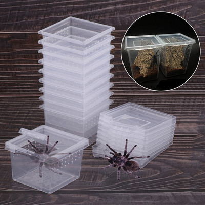 1 buc. Cutie de locuit pentru reptile din plastic, habitat transparent pentru terariu pentru reptile, furnici păianjen scorpion, hrănire pentru reproducerea șopârlelor