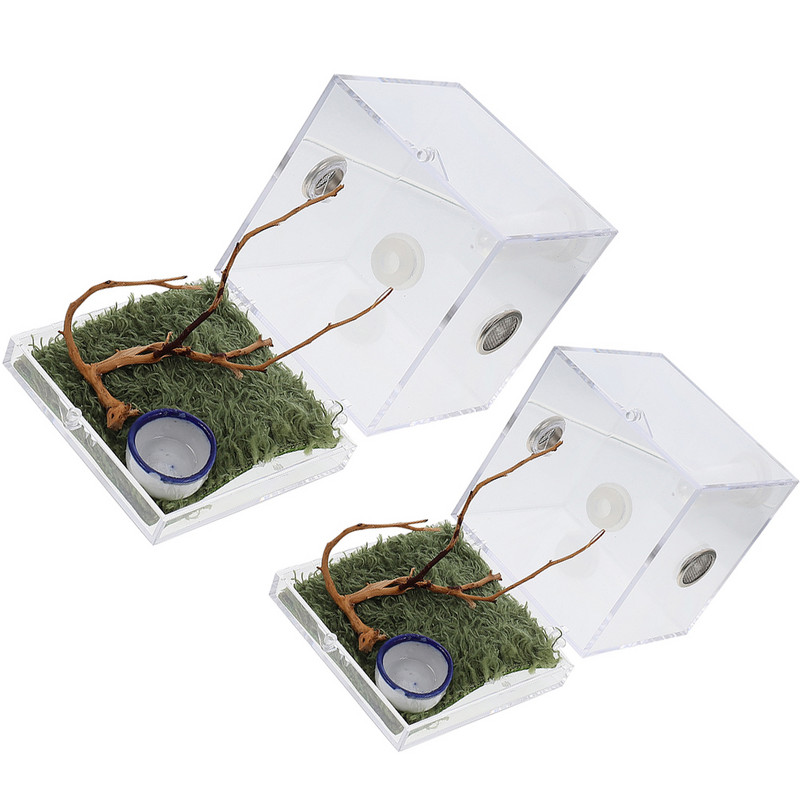 2 db terráriumi ugró pók hüllőtartó konténer hüllők szaporodó rovarok élőhelye tok csiga akril ház