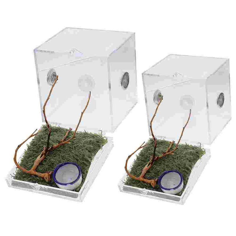 2 db terráriumi ugró pók hüllőtartó konténer hüllők szaporodó rovarok élőhelye tok csiga akril ház