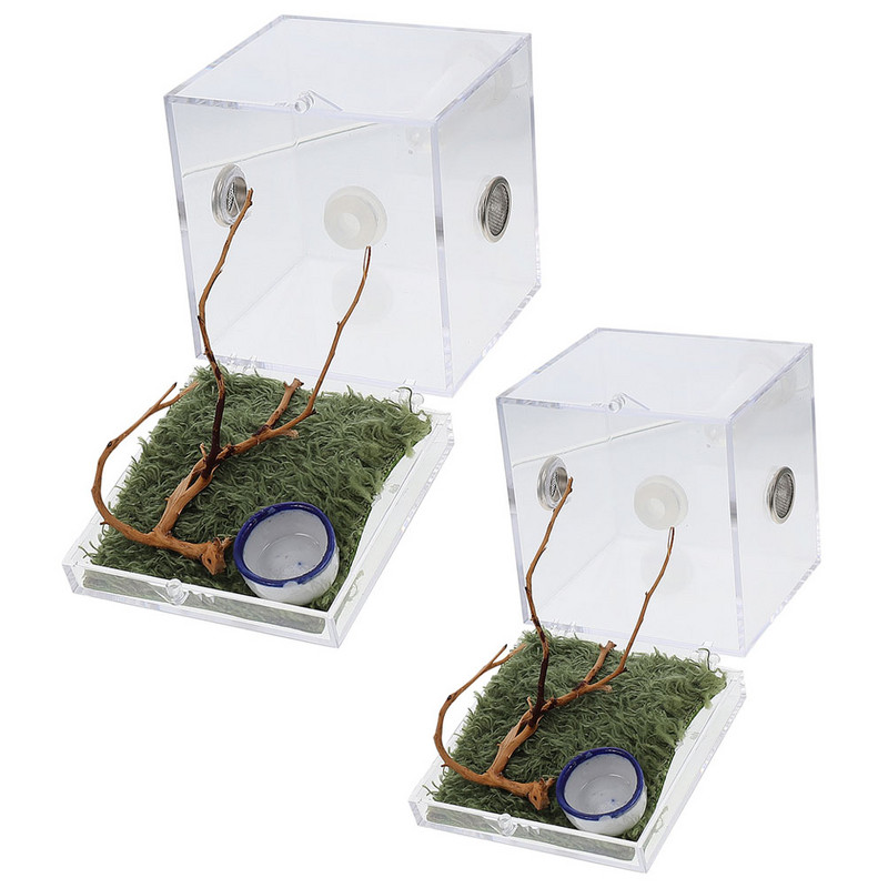 2 db terráriumi ugró pók hüllőtartó konténer hüllők szaporodó rovarok élőhelye tok csiga akril ház