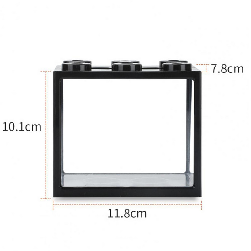 Kreatív építőkocka akvárium 6 szellőzőnyílással egymásra rakható mini akvárium Betta halak tájkép hínár hüllő kisállat doboza