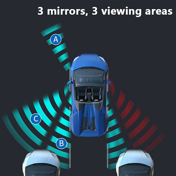 3 σε 1 360 μοιρών Περιστρεφόμενος καθρέφτης αυτοκινήτου τριών όψεων με τυφλό σημείο αναστροφής Τυφλό σημείο κυρτός καθρέφτης στάθμευσης Αξεσουάρ ασφαλείας