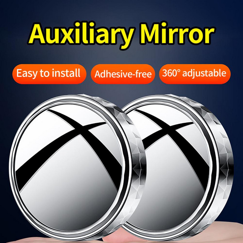 2db nagy szilárdságú autó visszapillantó kompakt holttértükör tartós kerek üveg domború oldalsó visszapillantó tükör parkolósegítő