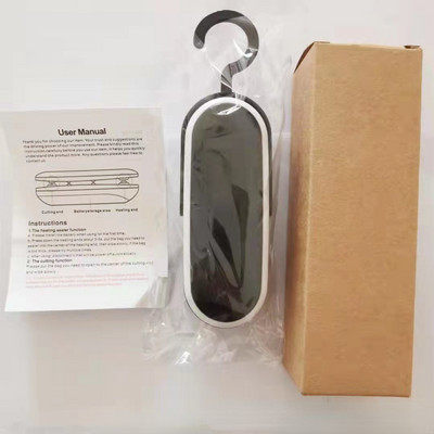 Mini táskazáró Hordozható hővákuumos tömítők 2 az 1-ben hővágó tömítők élelmiszerzacskó tárolására, horoggal kézben tartva